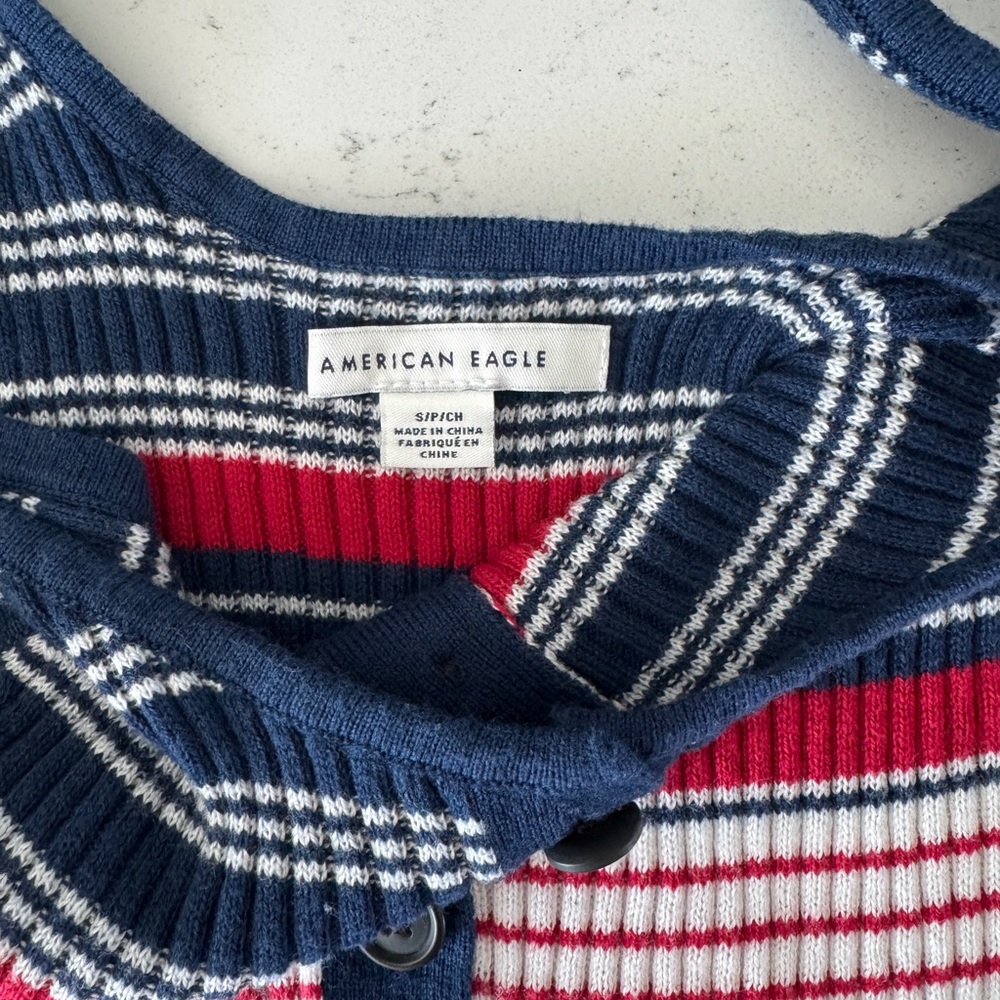 American Eagle Outfitters Striped Ribbed Tank Top - Navy, Red, White - Picture 2 of 2